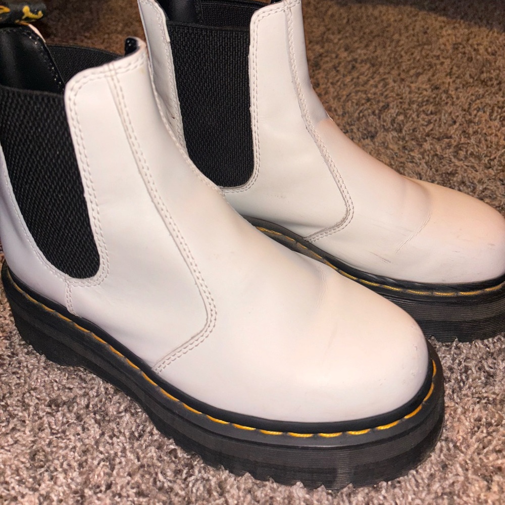 White platform docs. Some creases and light scuffing on toe.